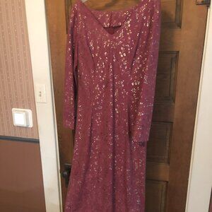 Deep rose suede cloth formal gown